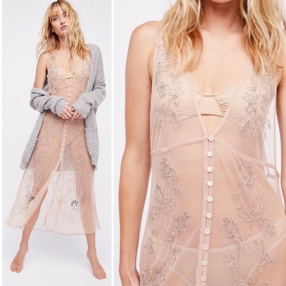 Free People embellished mesh slip dress